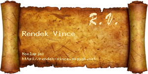 Rendek Vince névjegykártya